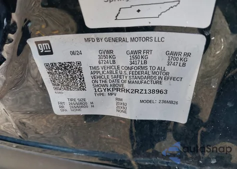 2024 Cadillac Lyriq Luxury W/1Sd из США, поврежденный, VIN 1GYKPRRK2RZ138963